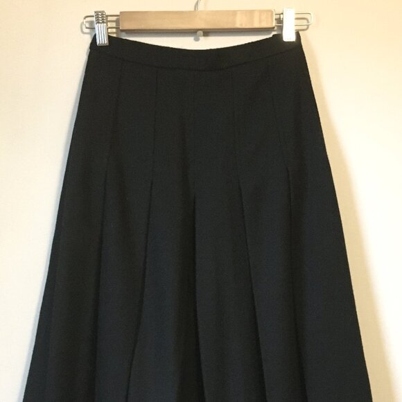 Vintage Thick Black Structured Box Pleated Wool Culottes 26W - Picture 4 of 16